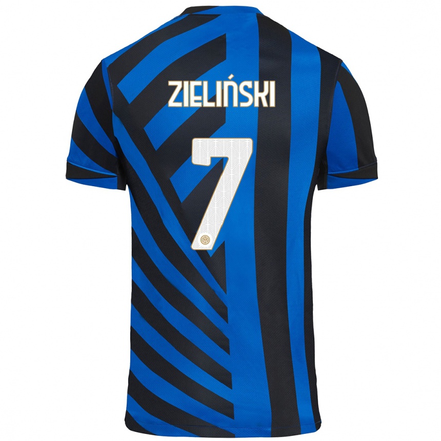 Kids Football Piotr Zielinski #7 Blue Black Home Jersey 2024/25 T-Shirt Uk