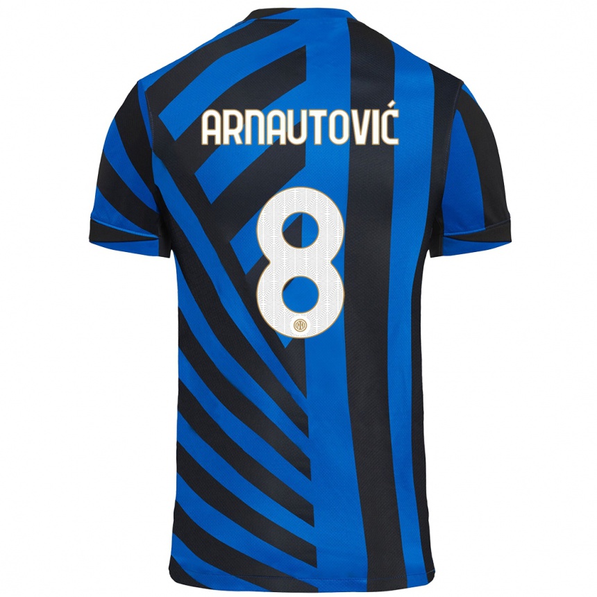 Kids Football Marko Arnautovic #8 Blue Black Home Jersey 2024/25 T-Shirt Uk