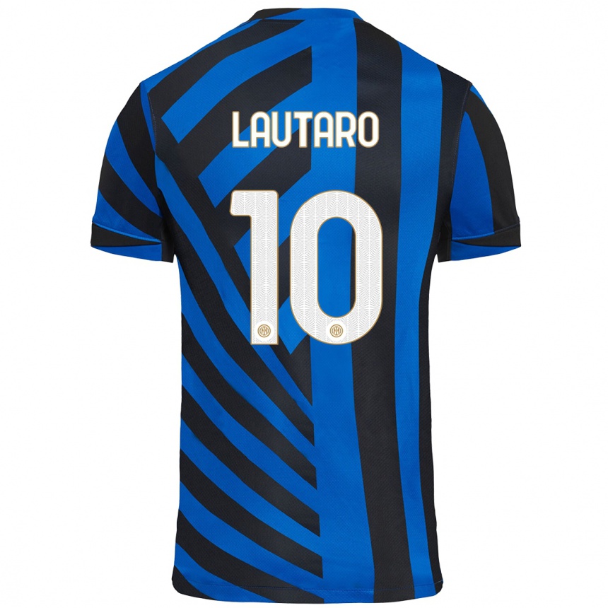 Kids Football Lautaro Martinez #10 Blue Black Home Jersey 2024/25 T-Shirt Uk