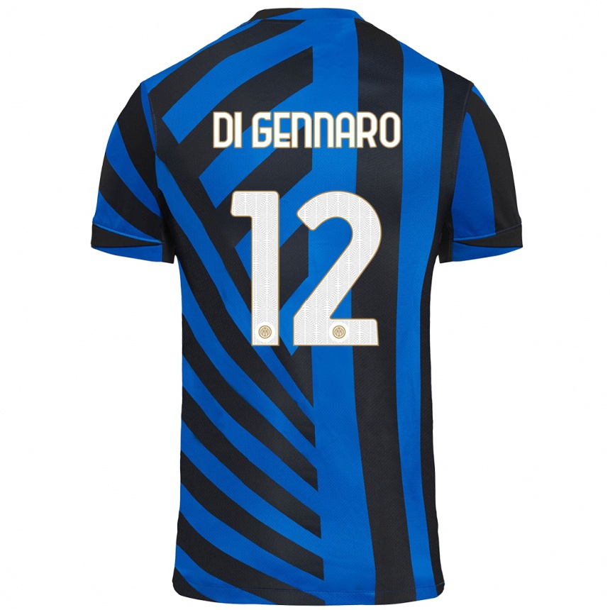 Kids Football Raffaele Di Gennaro #12 Blue Black Home Jersey 2024/25 T-Shirt Uk