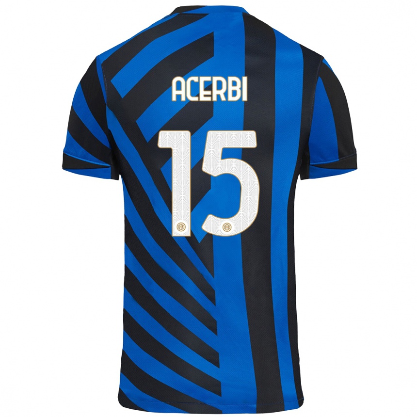 Kids Football Francesco Acerbi #15 Blue Black Home Jersey 2024/25 T-Shirt Uk