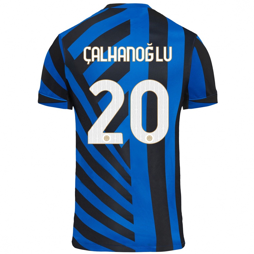 Kids Football Hakan Calhanoglu #20 Blue Black Home Jersey 2024/25 T-Shirt Uk