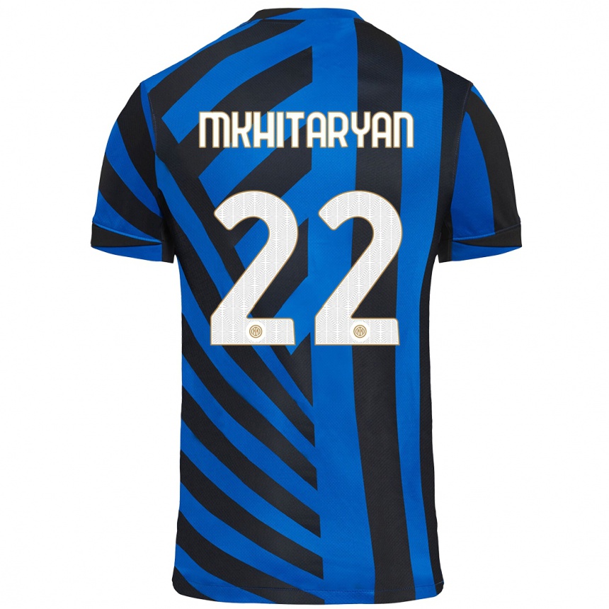 Kids Football Henrikh Mkhitaryan #22 Blue Black Home Jersey 2024/25 T-Shirt Uk