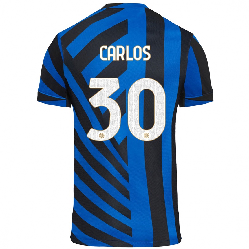 Kids Football Carlos Augusto #30 Blue Black Home Jersey 2024/25 T-Shirt Uk