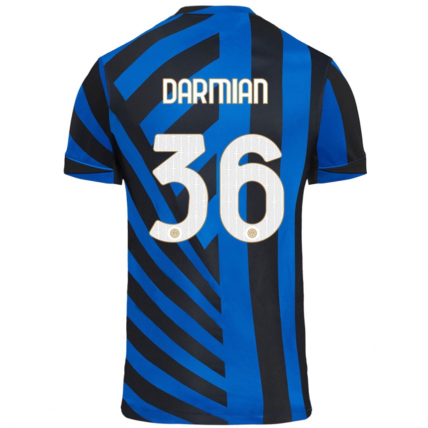 Kids Football Matteo Darmian #36 Blue Black Home Jersey 2024/25 T-Shirt Uk