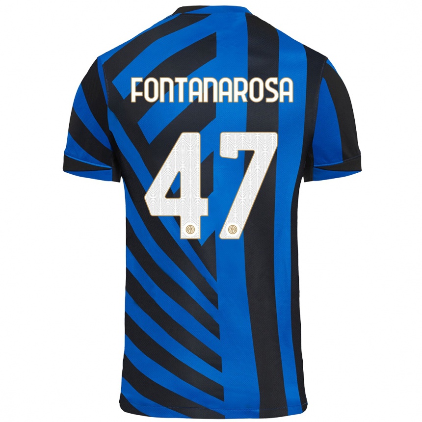 Kids Football Alessandro Fontanarosa #47 Blue Black Home Jersey 2024/25 T-Shirt Uk