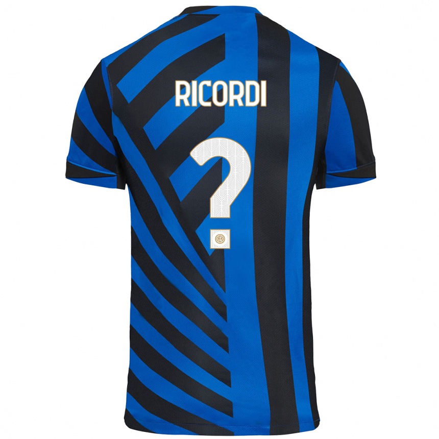 Kids Football Tommaso Ricordi #0 Blue Black Home Jersey 2024/25 T-Shirt Uk