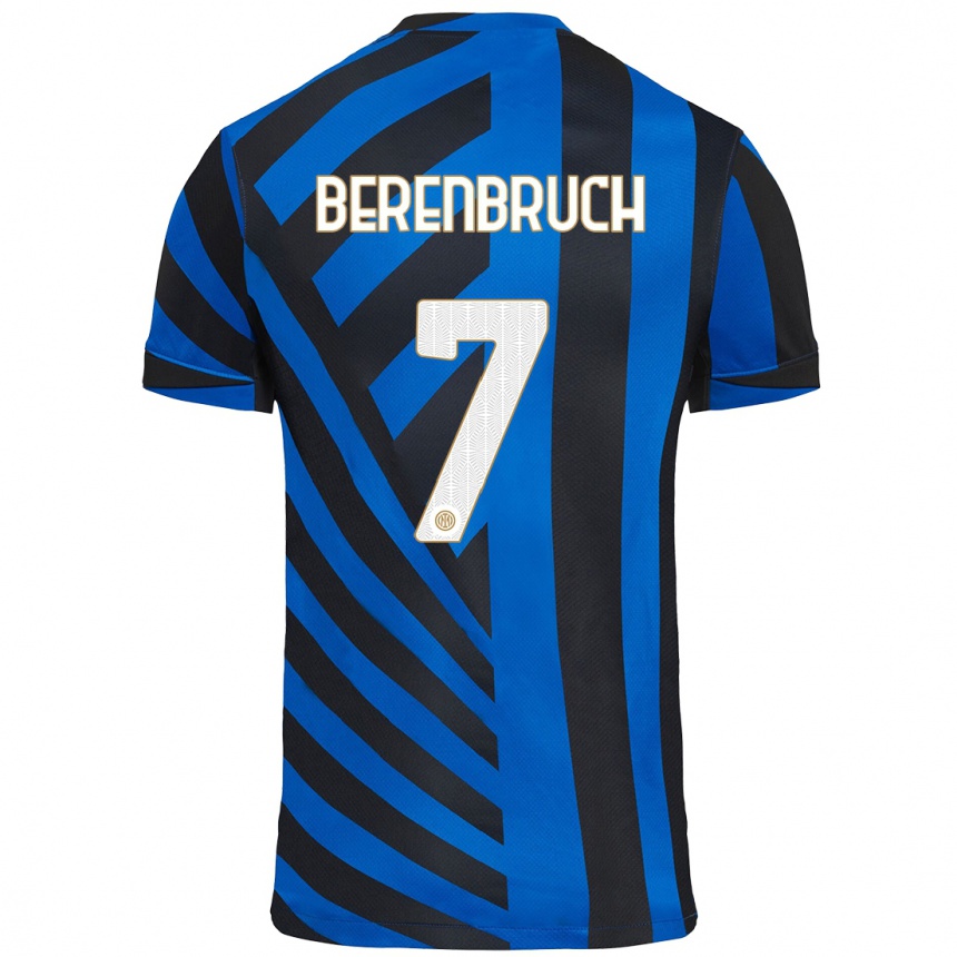 Kids Football Thomas Berenbruch #7 Blue Black Home Jersey 2024/25 T-Shirt Uk