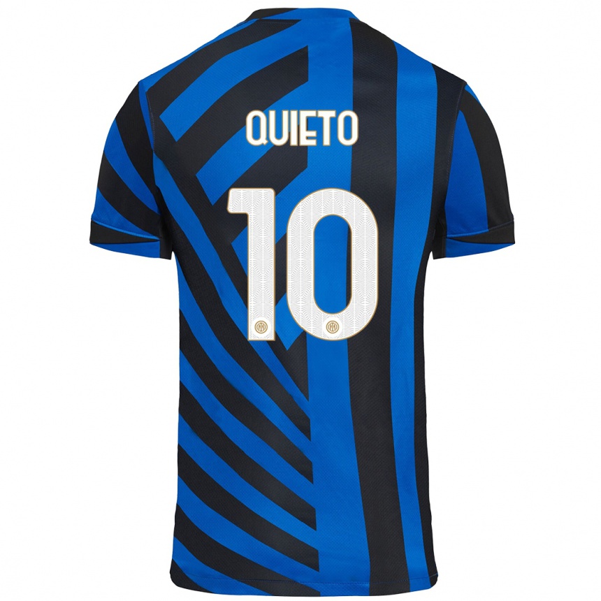 Kids Football Daniele Quieto #10 Blue Black Home Jersey 2024/25 T-Shirt Uk