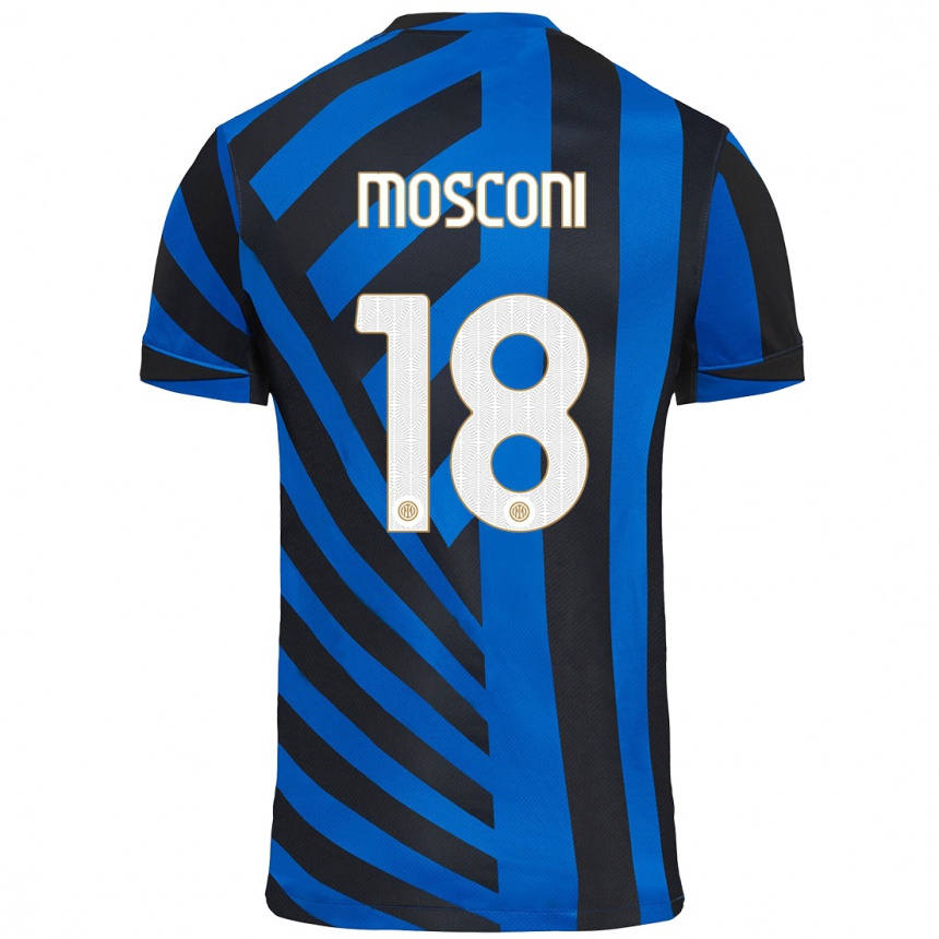 Kids Football Mattia Mosconi #18 Blue Black Home Jersey 2024/25 T-Shirt Uk