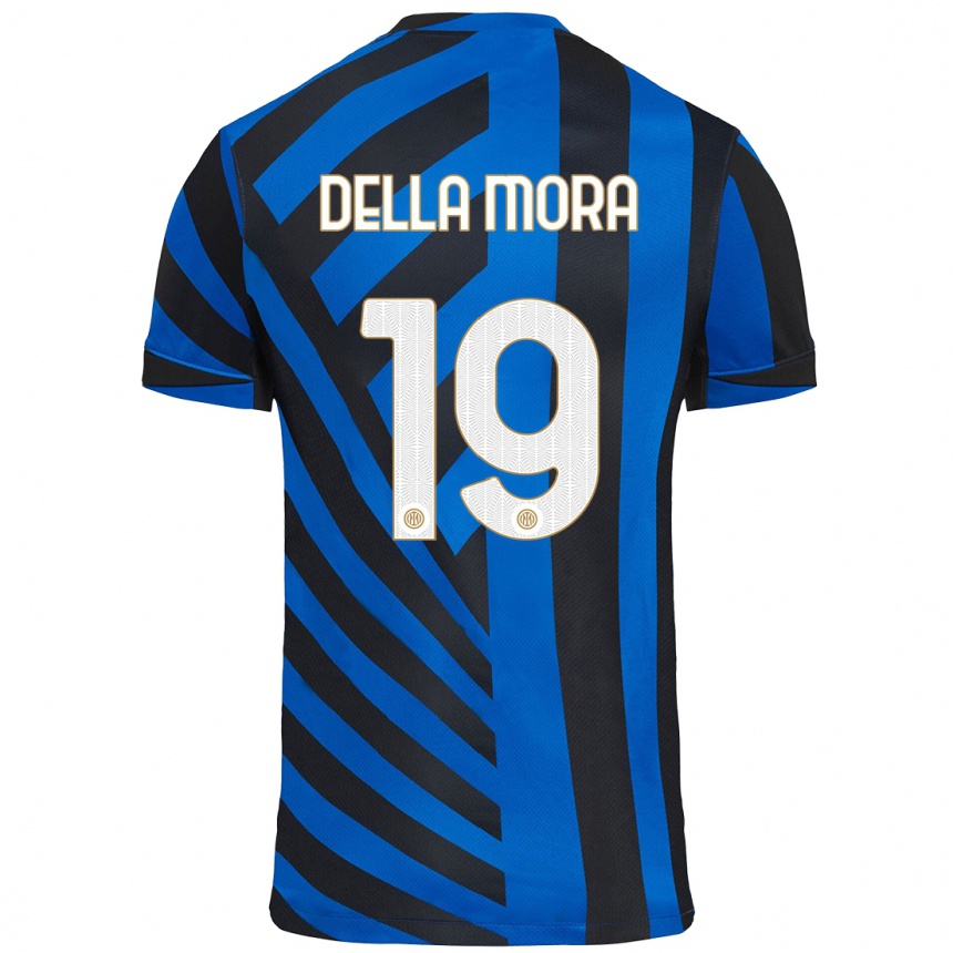 Kids Football Tommaso Della Mora #19 Blue Black Home Jersey 2024/25 T-Shirt Uk