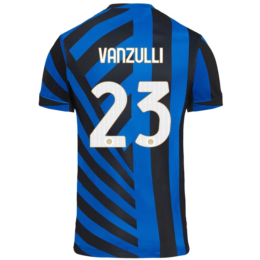 Kids Football Marco Vanzulli #23 Blue Black Home Jersey 2024/25 T-Shirt Uk