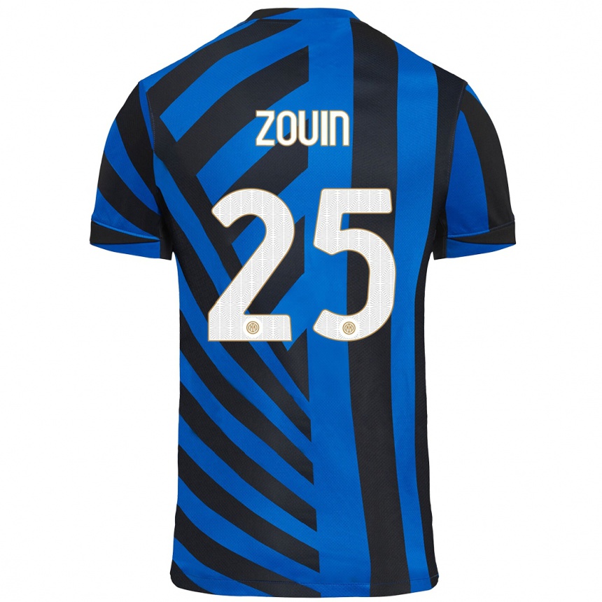 Kids Football Aymen Zouin #25 Blue Black Home Jersey 2024/25 T-Shirt Uk