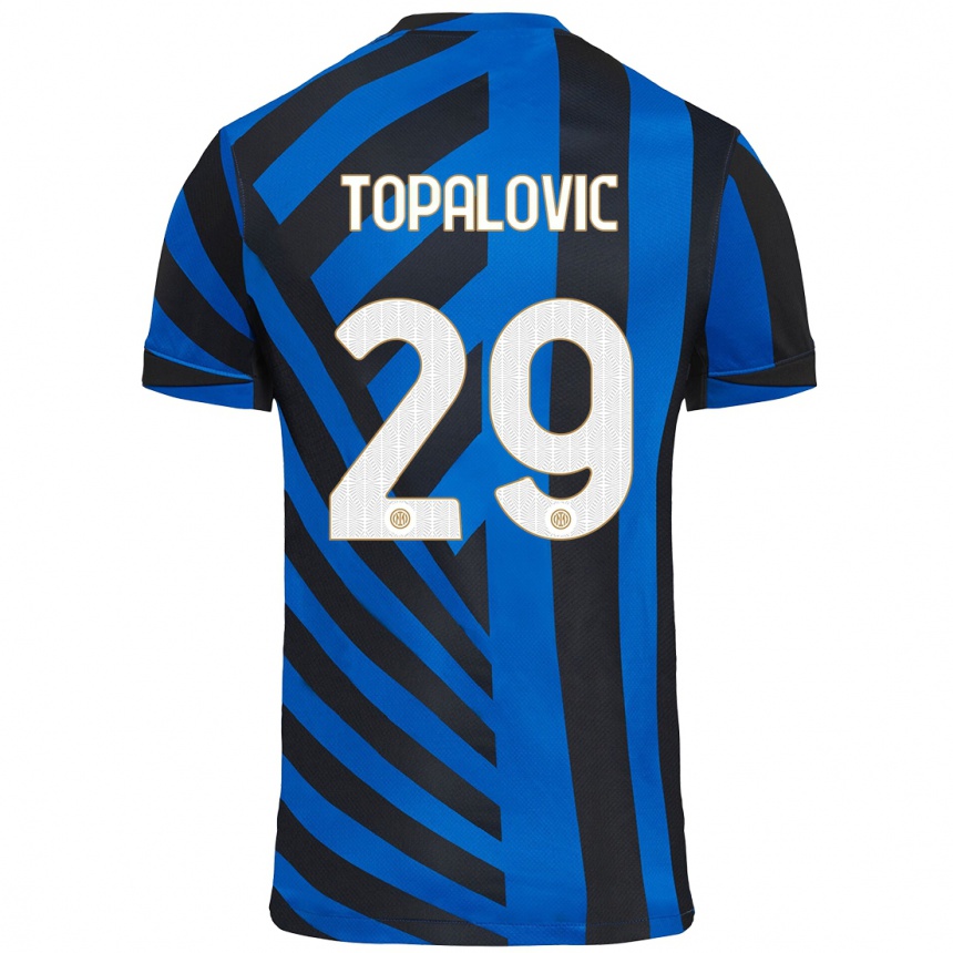 Kids Football Luka Topalovic #29 Blue Black Home Jersey 2024/25 T-Shirt Uk