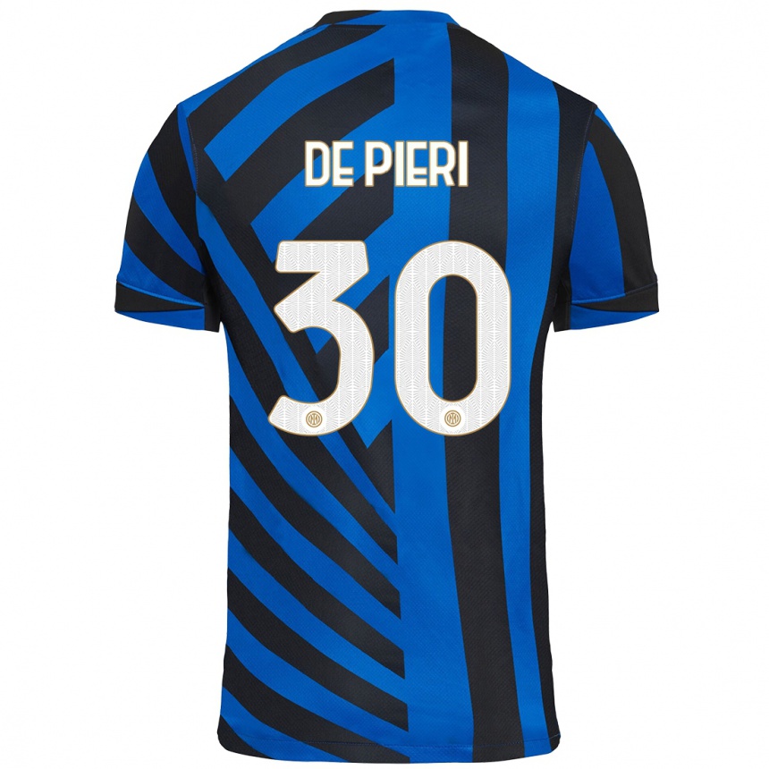 Kids Football Giacomo De Pieri #30 Blue Black Home Jersey 2024/25 T-Shirt Uk