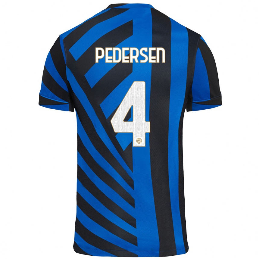 Kids Football Sofie Junge Pedersen #4 Blue Black Home Jersey 2024/25 T-Shirt Uk