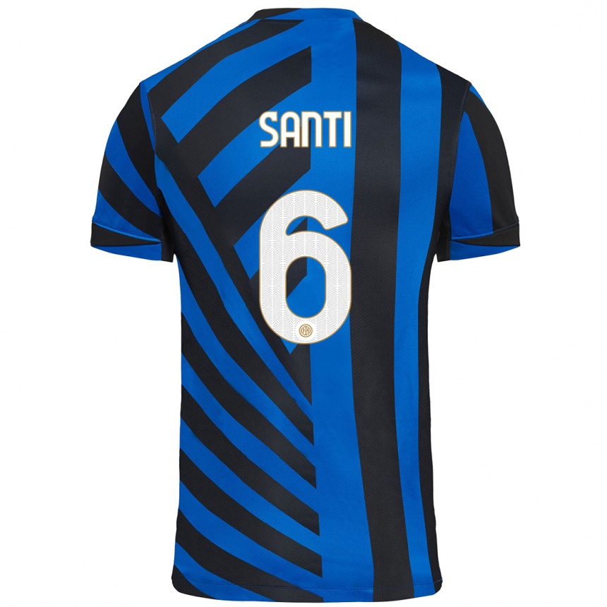 Kids Football Irene Santi #6 Blue Black Home Jersey 2024/25 T-Shirt Uk