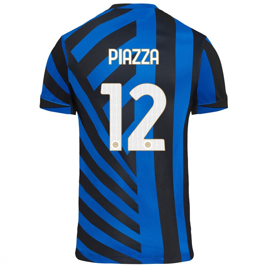 Kids Football Alessia Piazza #12 Blue Black Home Jersey 2024/25 T-Shirt Uk