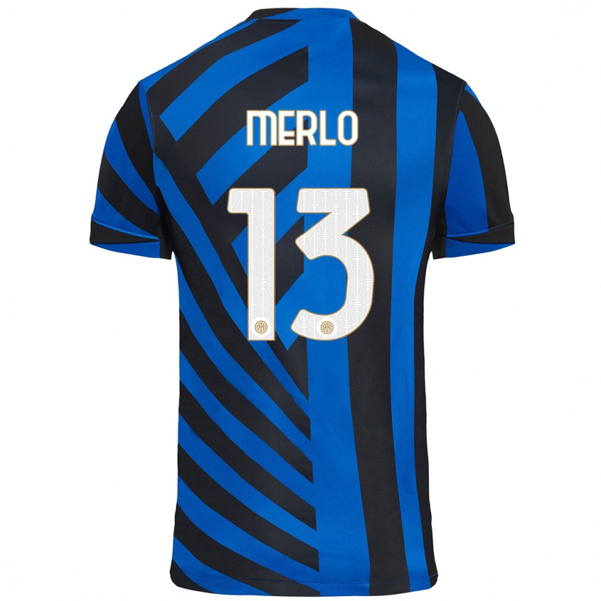 Kids Football Beatrice Merlo #13 Blue Black Home Jersey 2024/25 T-Shirt Uk