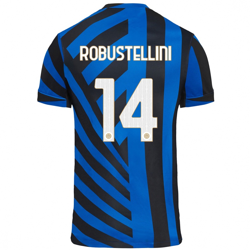 Kids Football Chiara Robustellini #14 Blue Black Home Jersey 2024/25 T-Shirt Uk