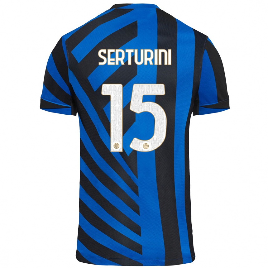 Kids Football Annamaria Serturini #15 Blue Black Home Jersey 2024/25 T-Shirt Uk