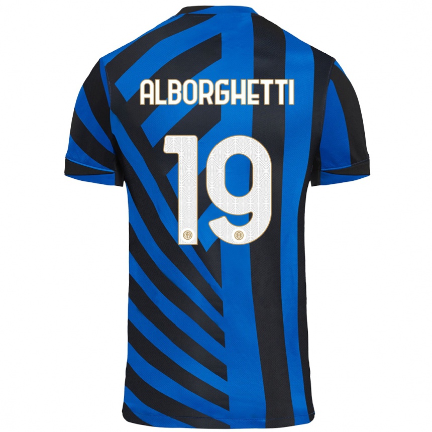 Kids Football Lisa Alborghetti #19 Blue Black Home Jersey 2024/25 T-Shirt Uk