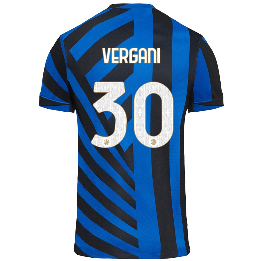 Kids Football Bianca Vergani #30 Blue Black Home Jersey 2024/25 T-Shirt Uk