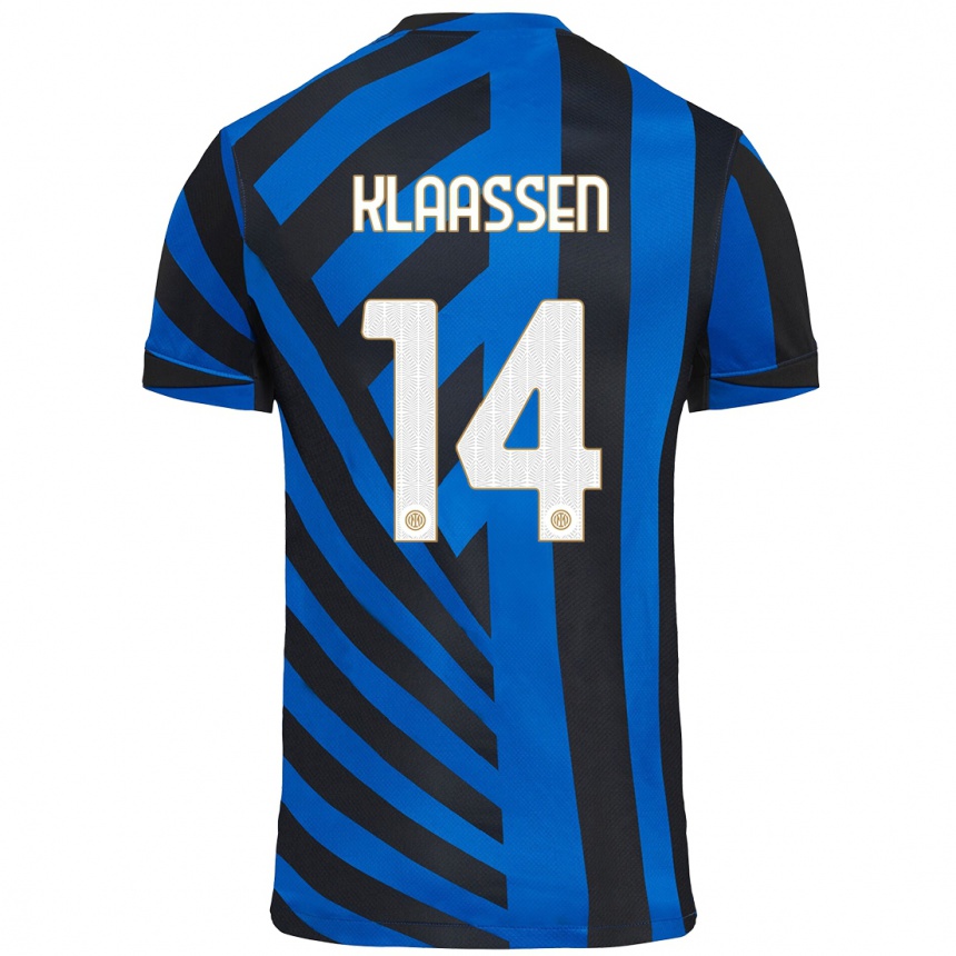 Kids Football Davy Klaassen #14 Blue Black Home Jersey 2024/25 T-Shirt Uk