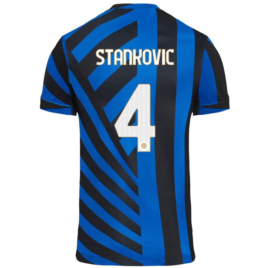 Kids Football Aleksandar Stankovic #4 Blue Black Home Jersey 2024/25 T-Shirt Uk