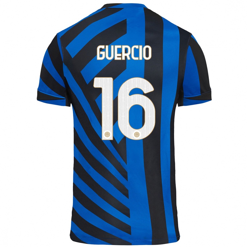 Kids Football Tommaso Guercio #16 Blue Black Home Jersey 2024/25 T-Shirt Uk