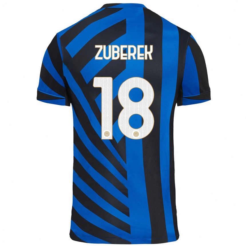 Kids Football Jan Zuberek #18 Blue Black Home Jersey 2024/25 T-Shirt Uk