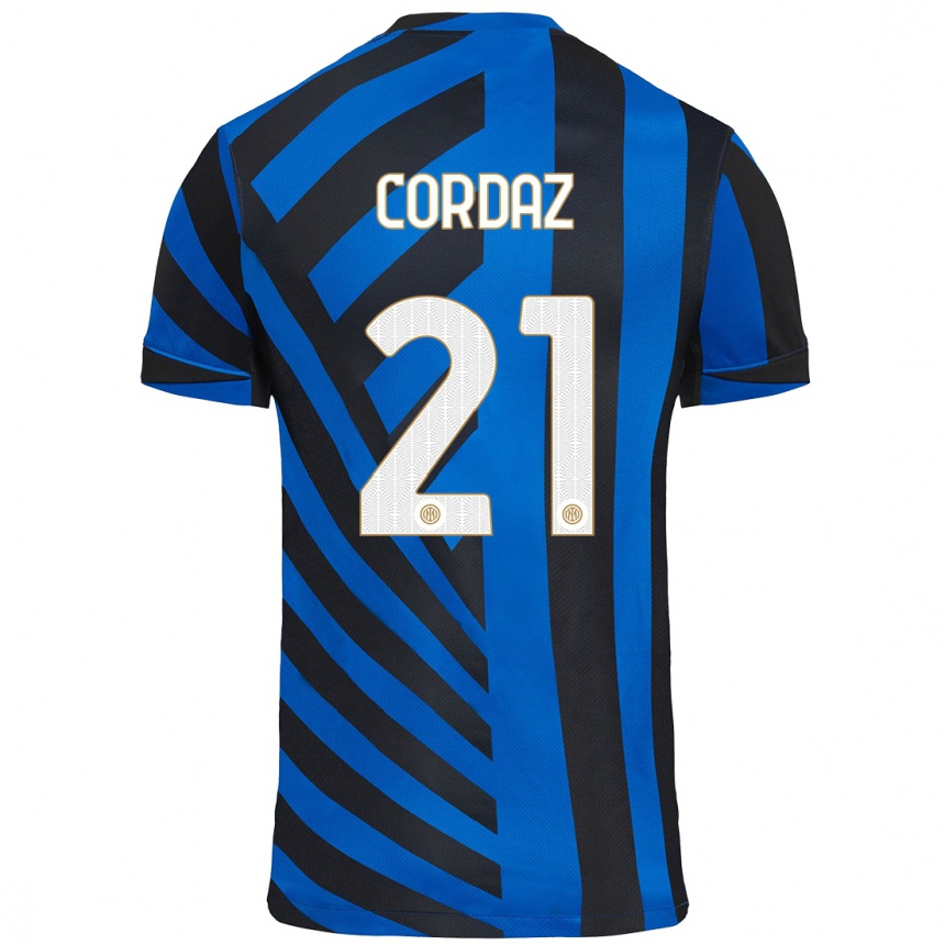 Kids Football Alex Cordaz #21 Blue Black Home Jersey 2024/25 T-Shirt Uk