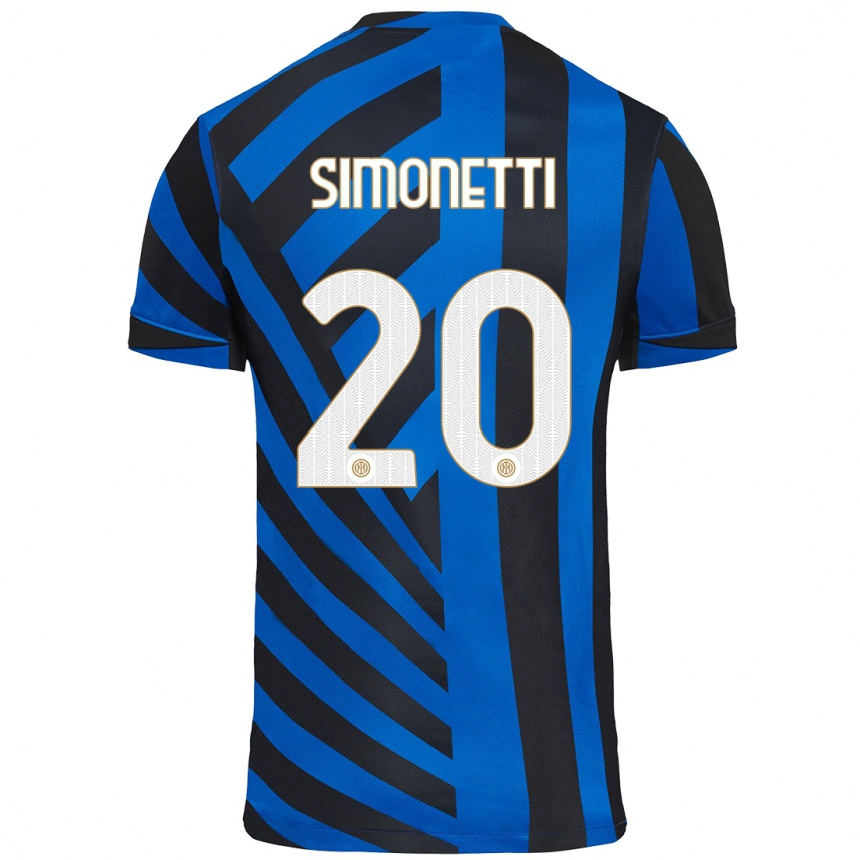 Kids Football Flaminia Simonetti #20 Blue Black Home Jersey 2024/25 T-Shirt Uk