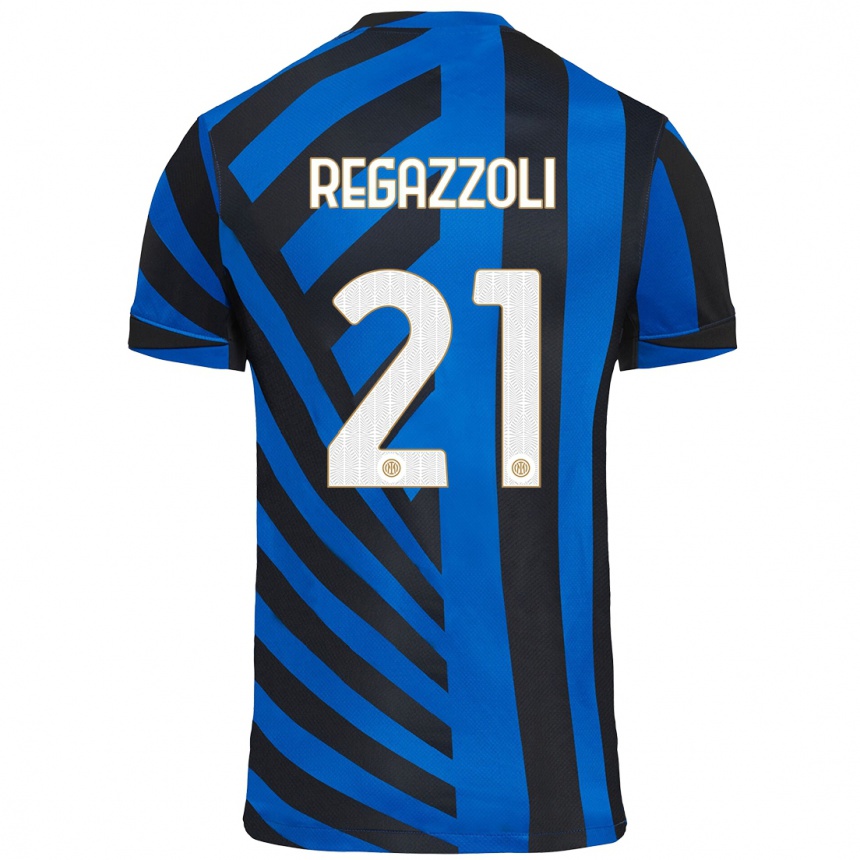 Kids Football Alice Regazzoli #21 Blue Black Home Jersey 2024/25 T-Shirt Uk