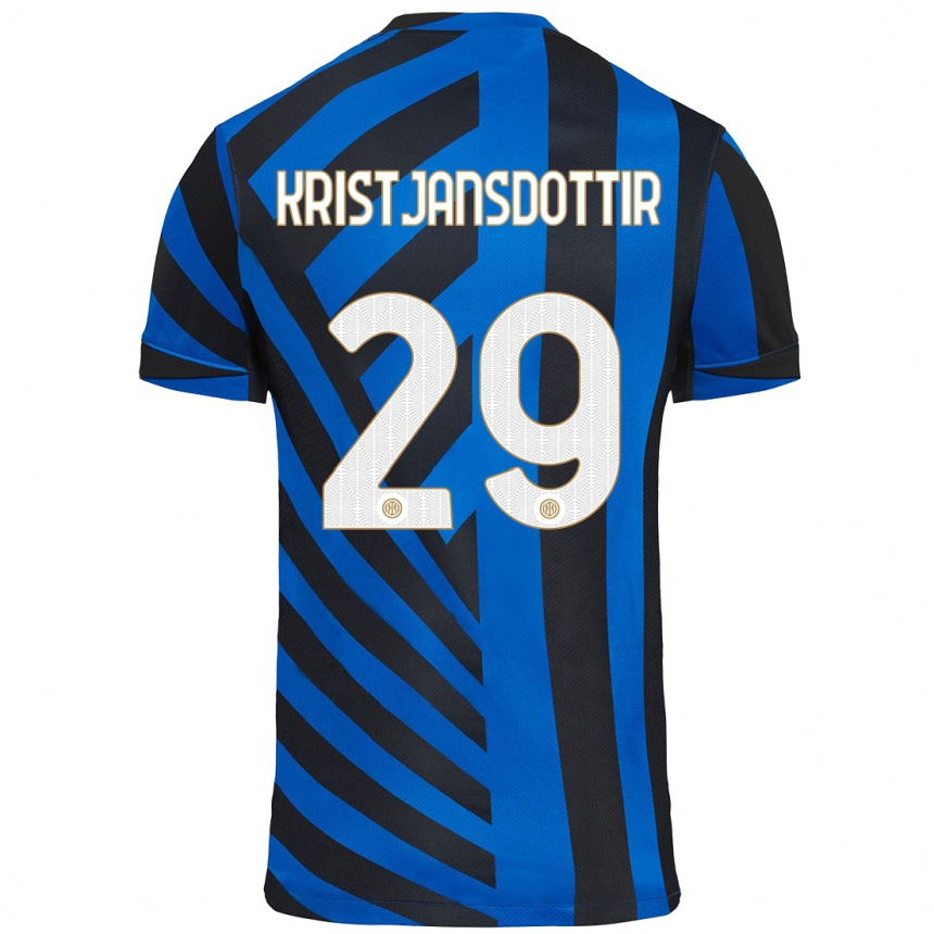 Kids Football Anna Bjork Kristjansdottir #29 Blue Black Home Jersey 2024/25 T-Shirt Uk