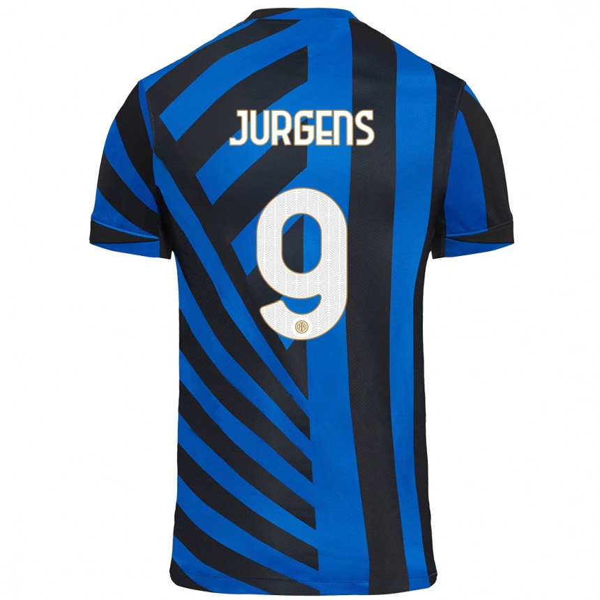 Kids Football Oliver Jurgens #9 Blue Black Home Jersey 2024/25 T-Shirt Uk