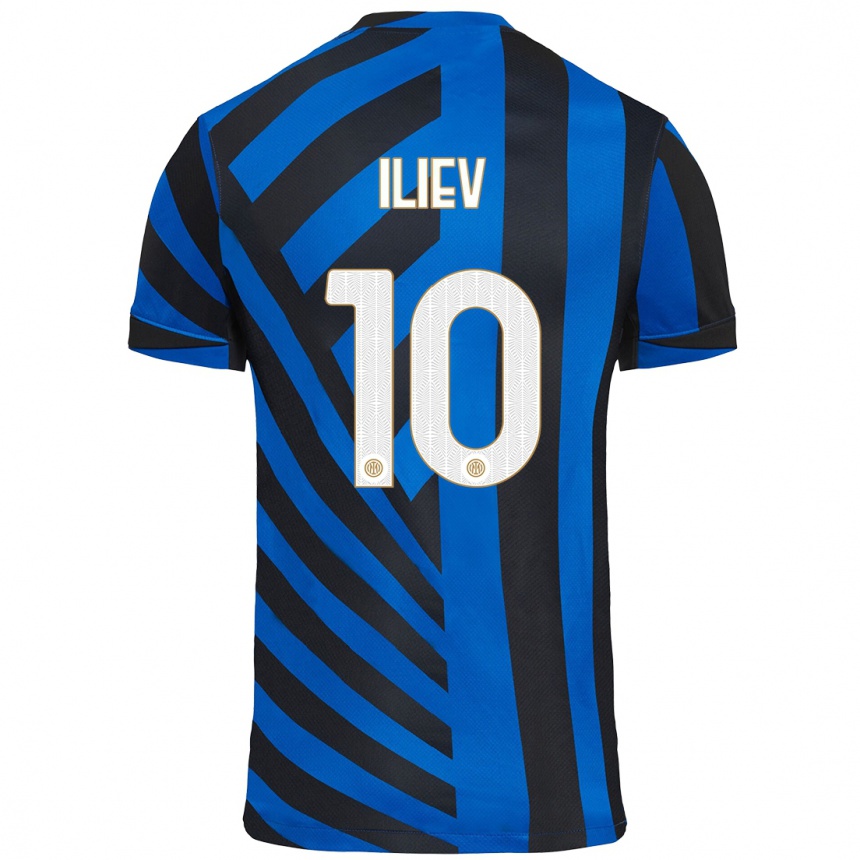 Kids Football Nikola Iliev #10 Blue Black Home Jersey 2024/25 T-Shirt Uk