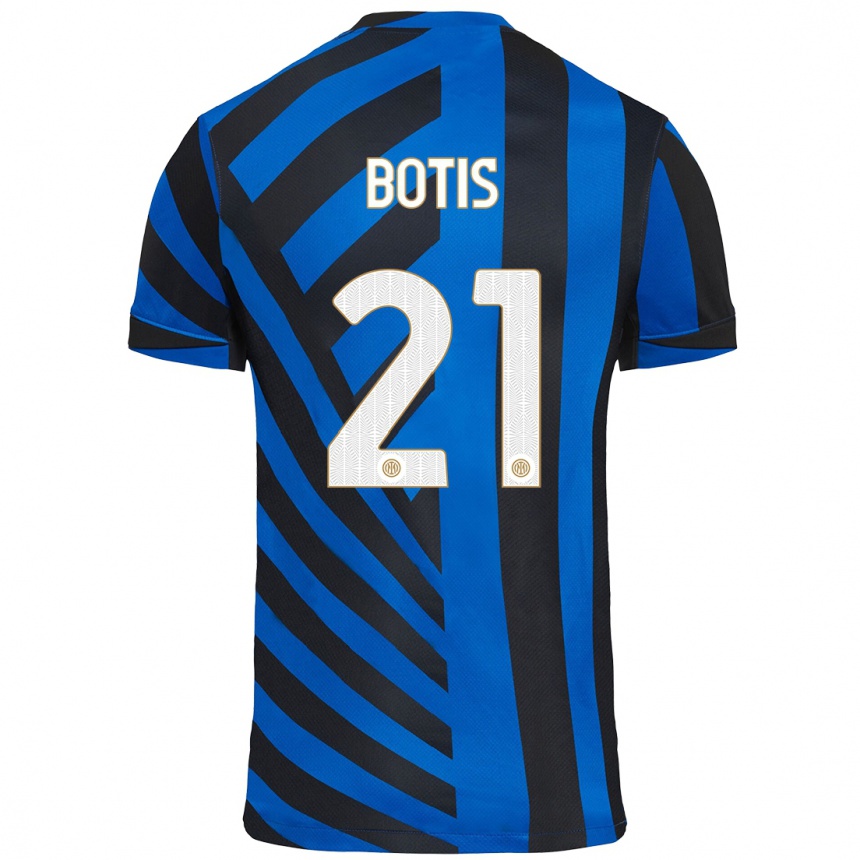 Kids Football Nikolaos Botis #21 Blue Black Home Jersey 2024/25 T-Shirt Uk