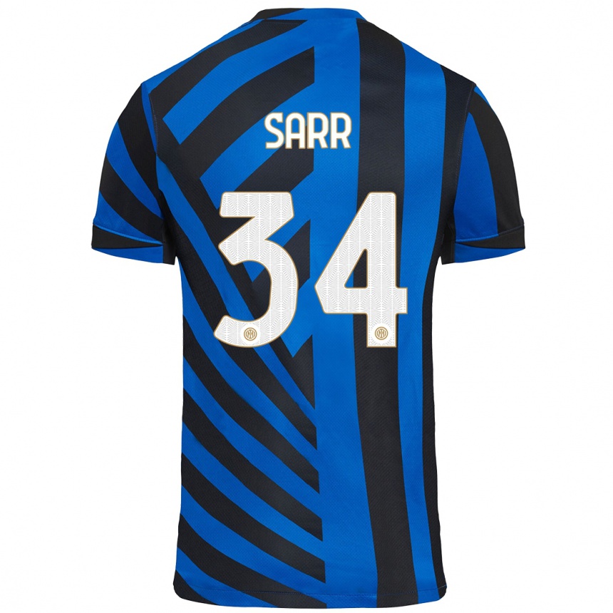 Kids Football Amadou Sarr #34 Blue Black Home Jersey 2024/25 T-Shirt Uk