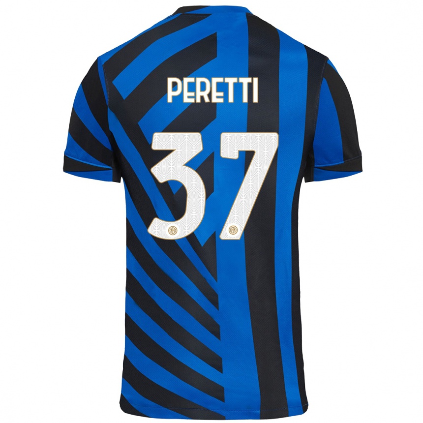 Kids Football Lorenzo Peretti #37 Blue Black Home Jersey 2024/25 T-Shirt Uk