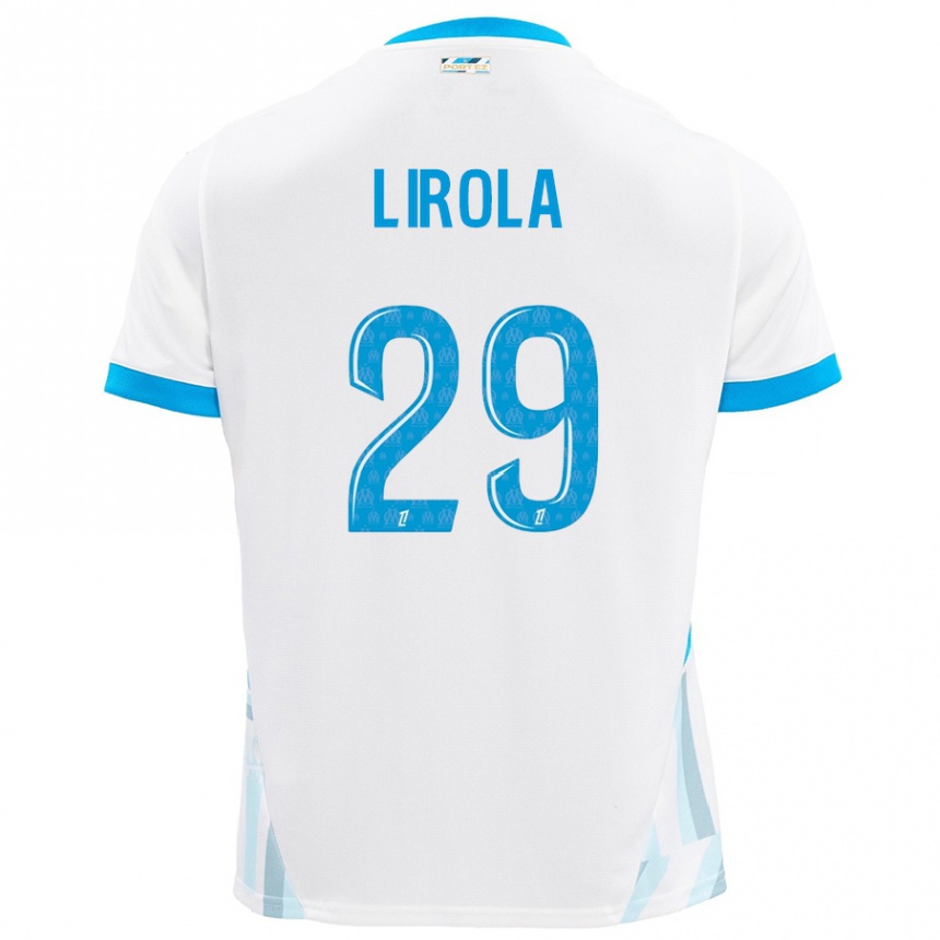 Kids Football Pol Lirola #29 White Sky Blue Home Jersey 2024/25 T-Shirt Uk