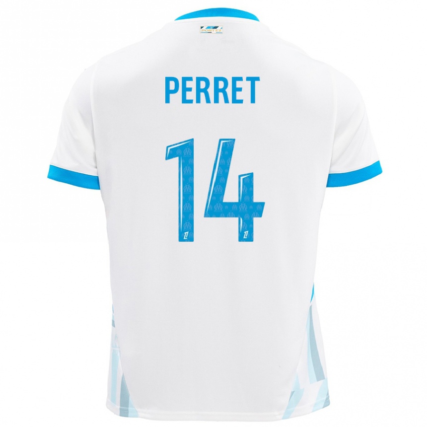 Kids Football Jenny Perret #14 White Sky Blue Home Jersey 2024/25 T-Shirt Uk