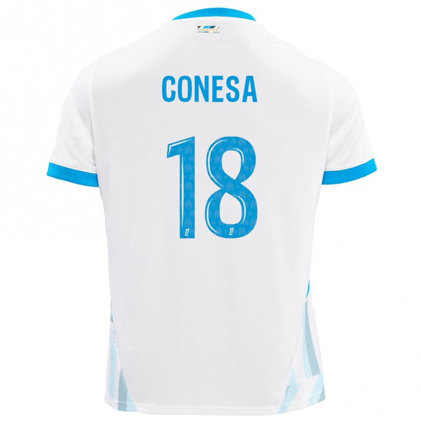 Kids Football Anna Conesa #18 White Sky Blue Home Jersey 2024/25 T-Shirt Uk