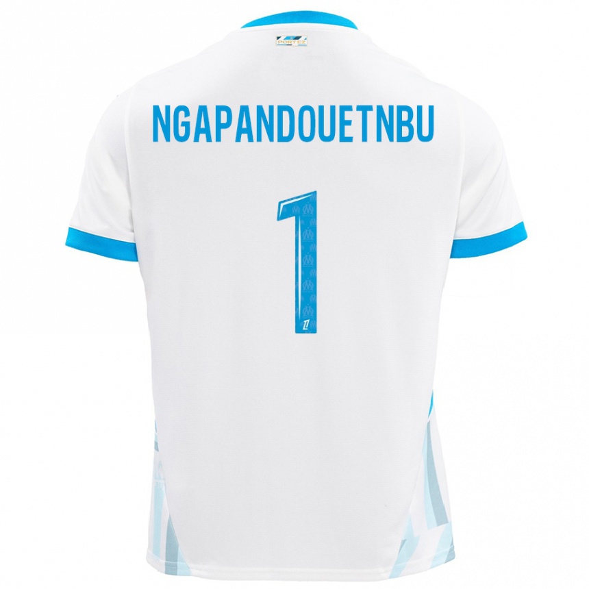 Kids Football Simon Ngapandouetnbu #1 White Sky Blue Home Jersey 2024/25 T-Shirt Uk