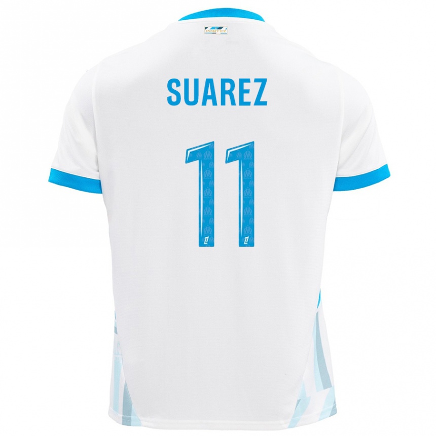 Kids Football Luis Suarez #11 White Sky Blue Home Jersey 2024/25 T-Shirt Uk