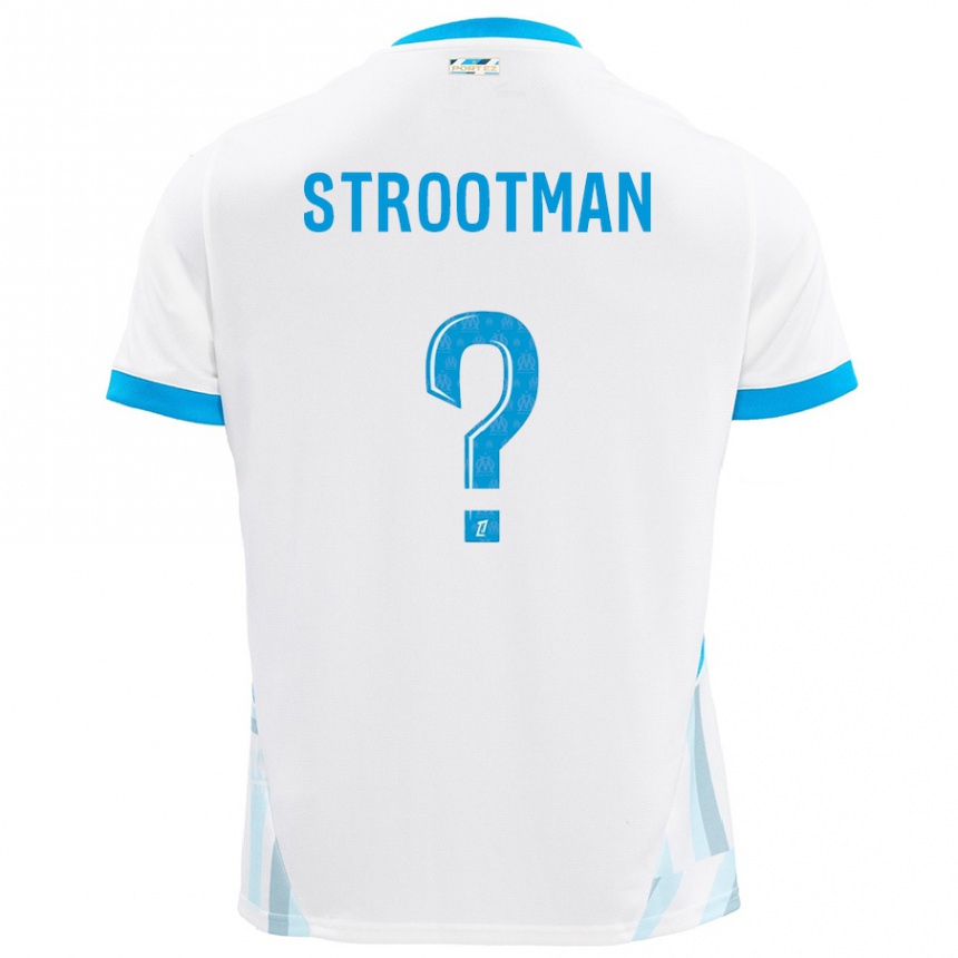 Kids Football Kevin Strootman #0 White Sky Blue Home Jersey 2024/25 T-Shirt Uk