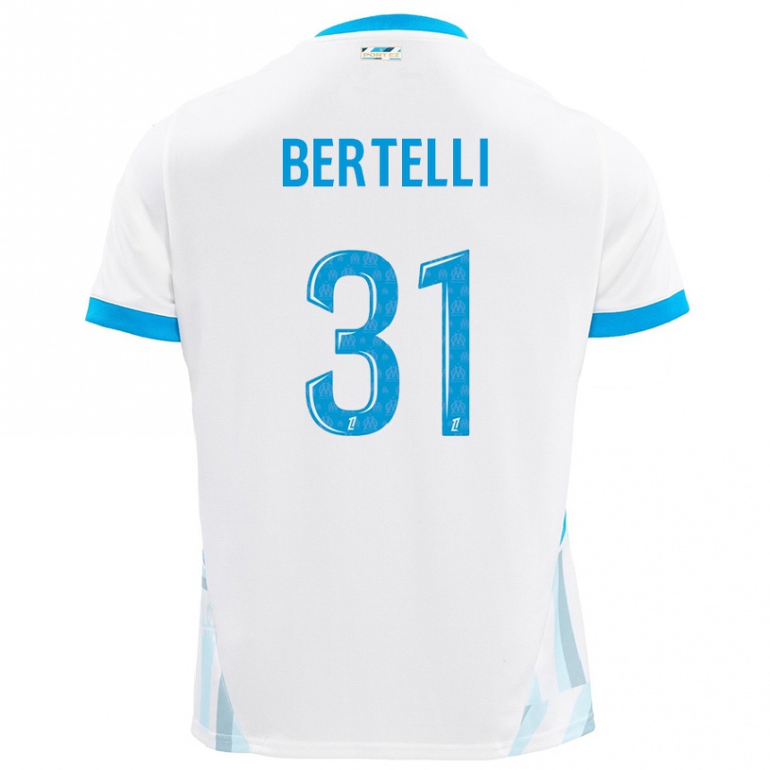 Kids Football Ugo Bertelli #31 White Sky Blue Home Jersey 2024/25 T-Shirt Uk