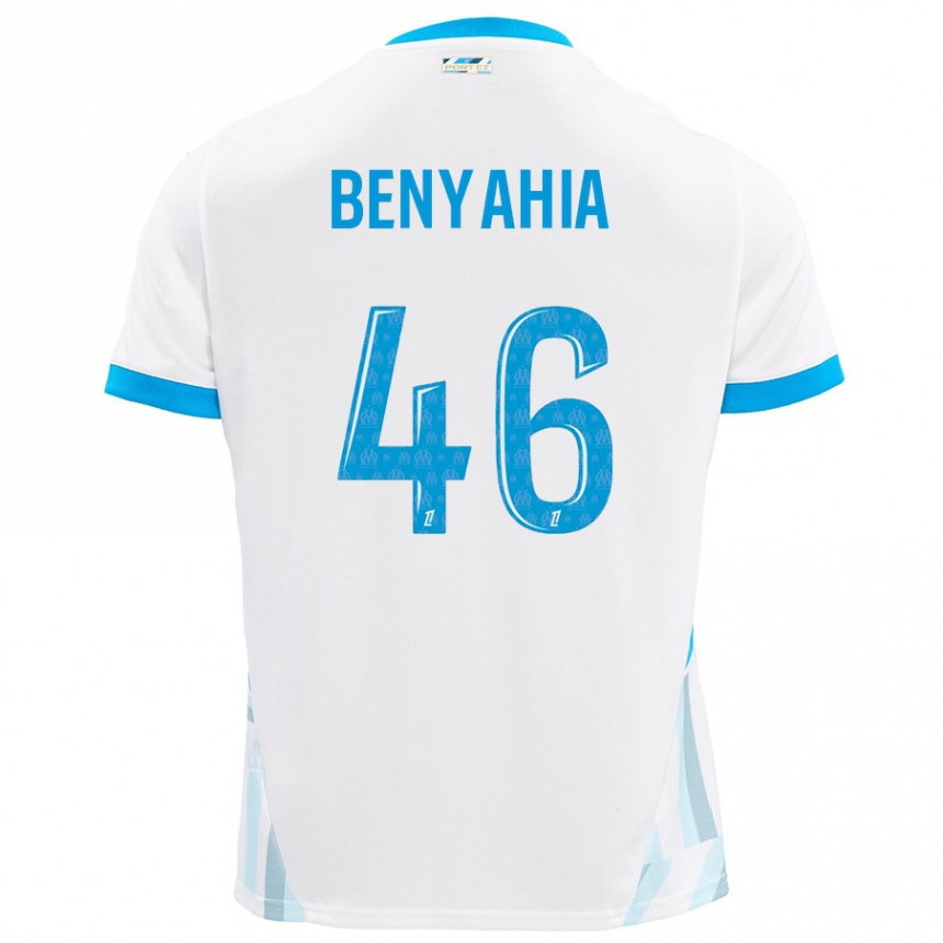 Kids Football Aylan Benyahia-Tani #46 White Sky Blue Home Jersey 2024/25 T-Shirt Uk