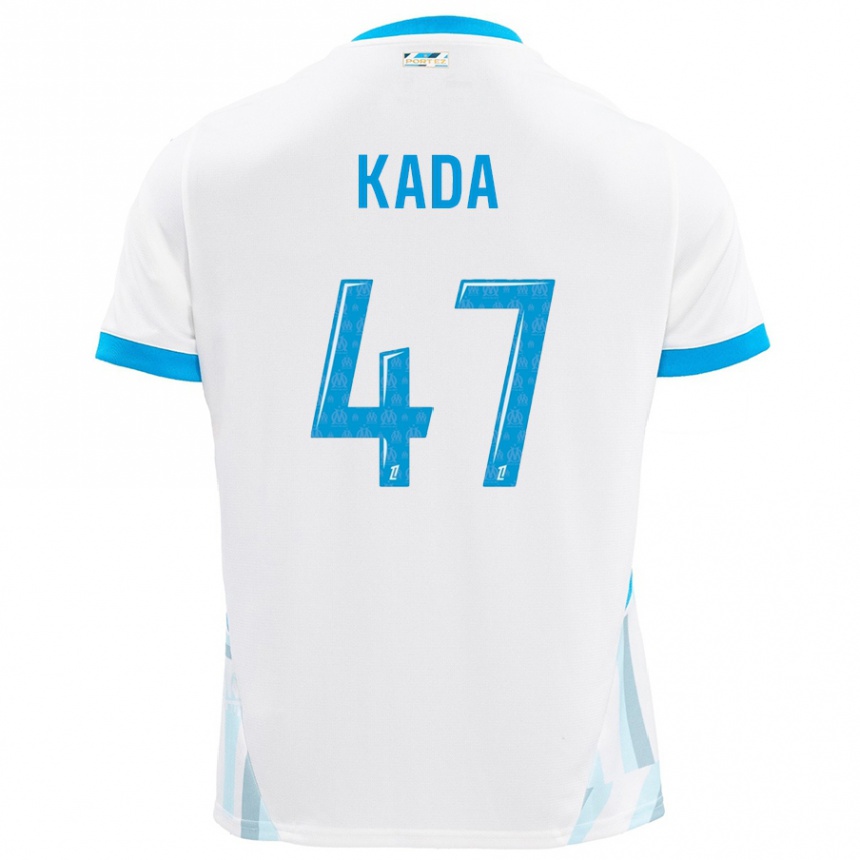 Kids Football Joakim Kada #47 White Sky Blue Home Jersey 2024/25 T-Shirt Uk