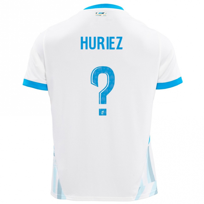 Kids Football Evan Huriez #0 White Sky Blue Home Jersey 2024/25 T-Shirt Uk